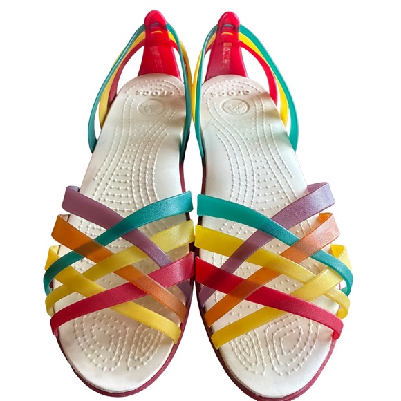 Crocs Isabella Huarache Flat Jelly Sandals Multicolor Size 9 - Picture 1 of 4